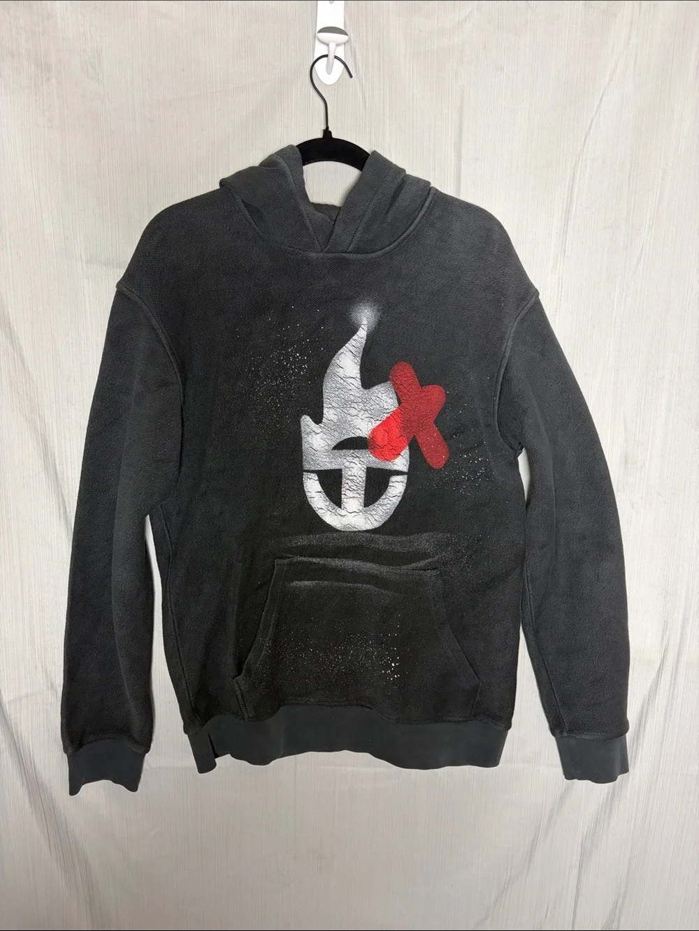 Tenaciti Studios Graphic Hoodie Black Distressed Streetwear Est. Size Medium